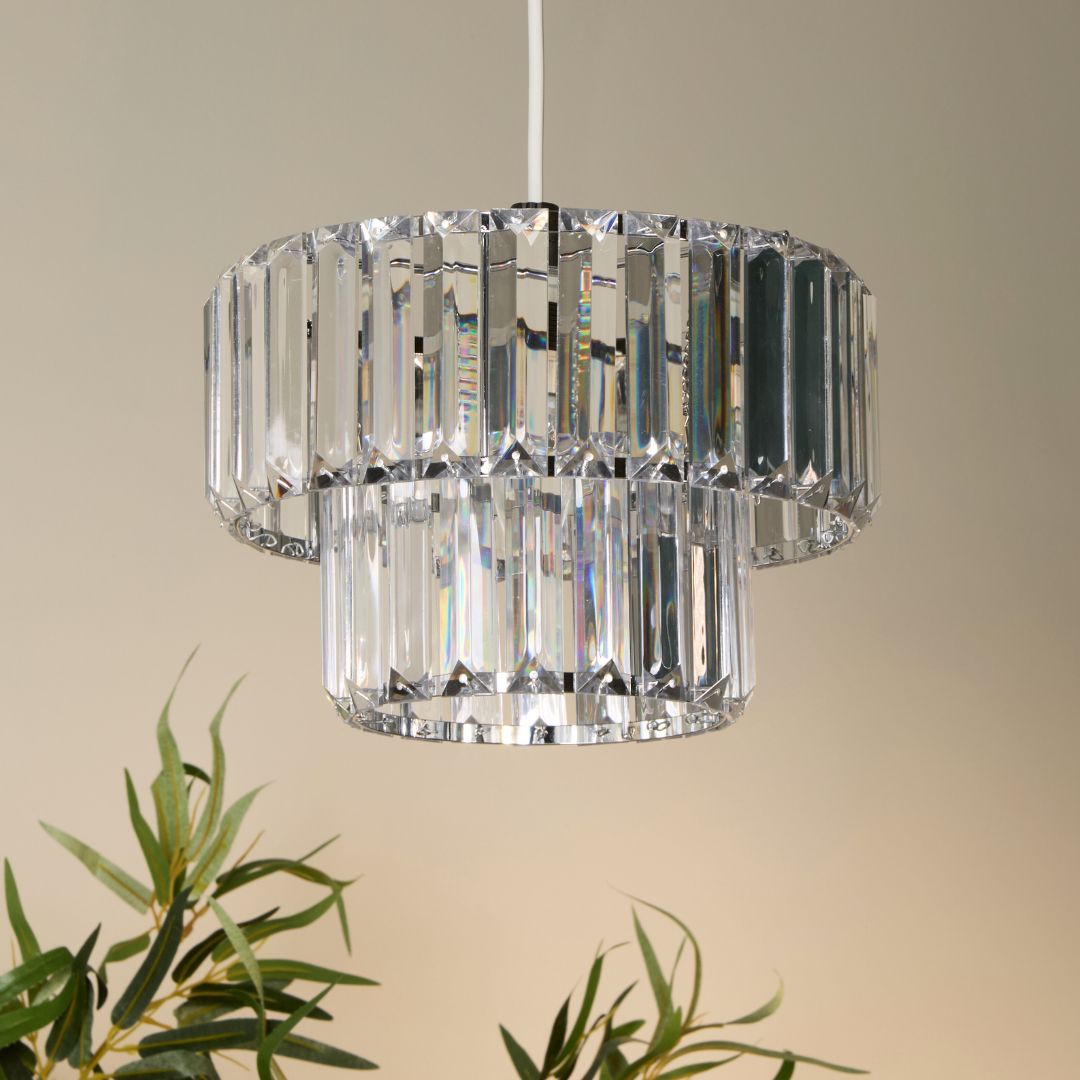 Lombard 2 Tier Clear Chrome Ceiling Pendant Shade