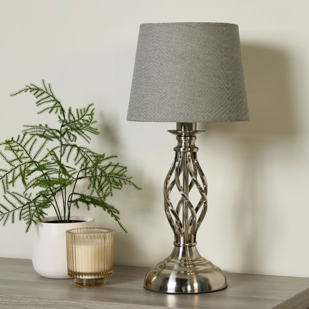 Manor Chrome Table Lamp with Grey Shade