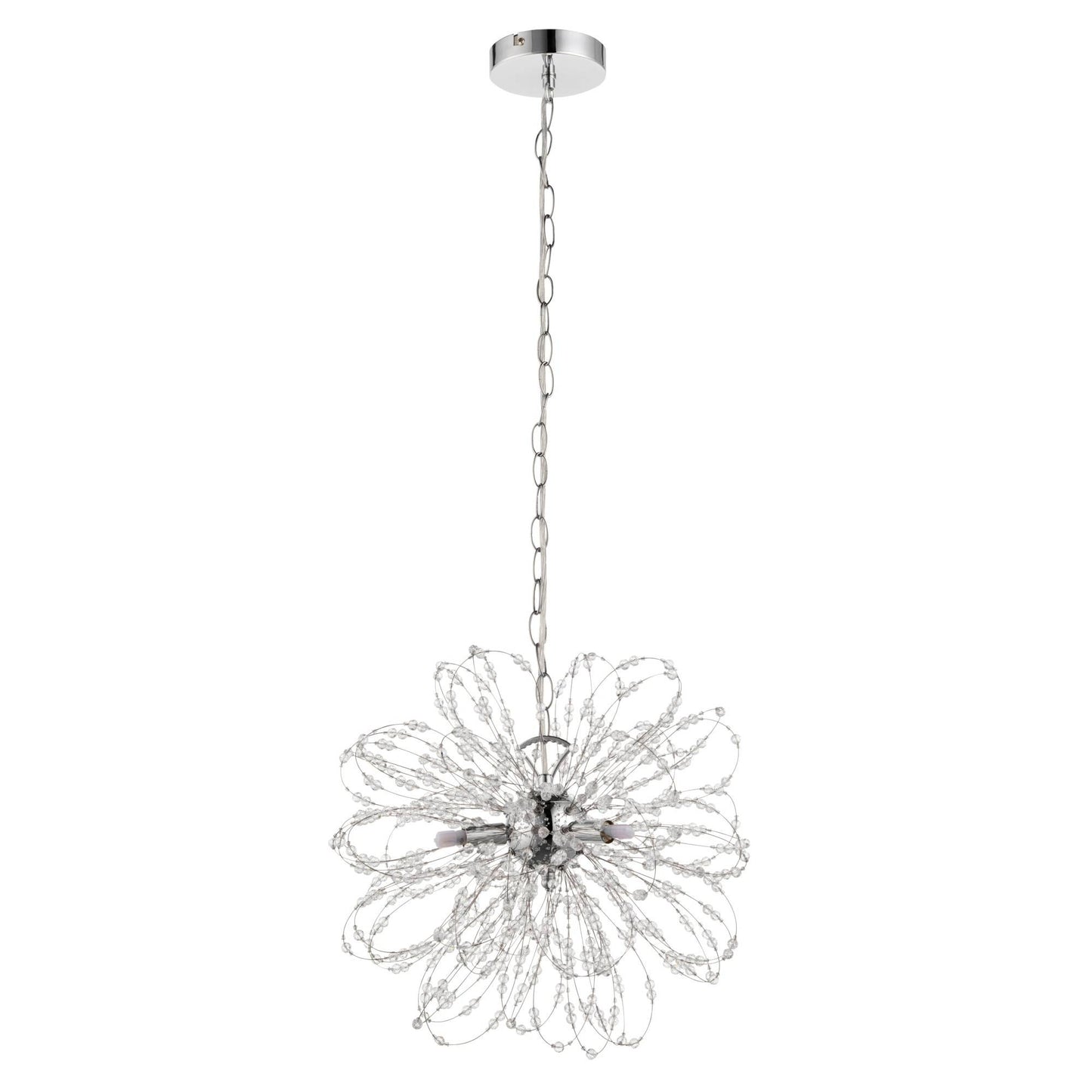 Alula 3 Light Polished Chrome Pendant Ceiling Light with Clear Bead Detailing