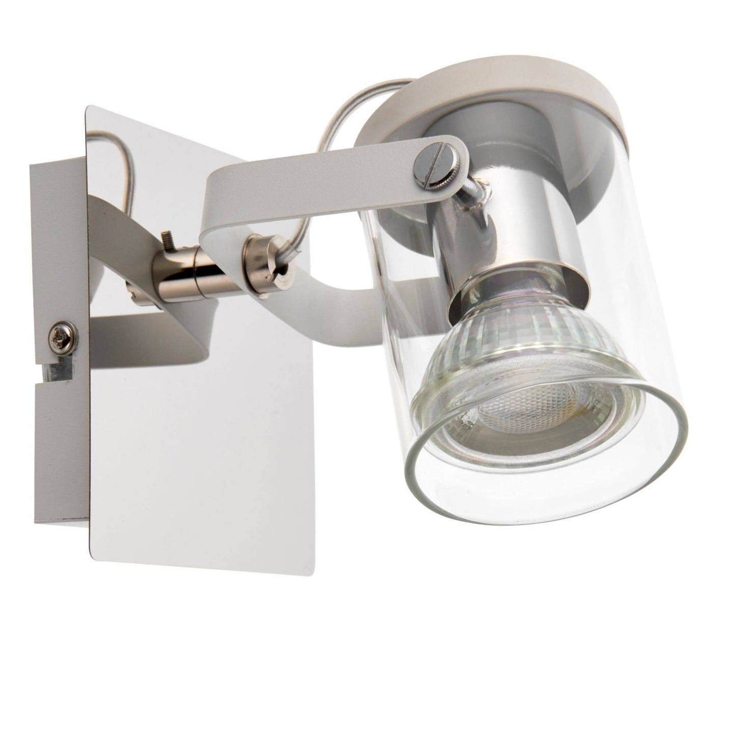 Errol 1 Light Polished Chrome and White Spotlight Ceiling Light with Glass Shade