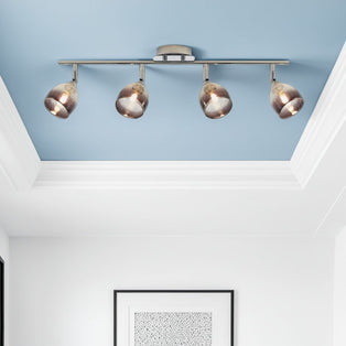 Colby 4 Light Spot Polished Chrome And Smoked Glass Bar Flush Ceiling Light