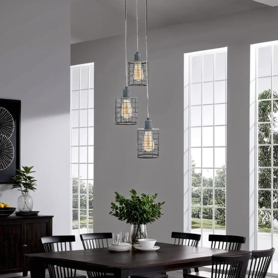 Keaton 3 Light Pendant Concrete Effect Ceiling Light