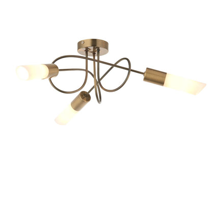 Patras Antique Brass 3 Light Semi Flush Ceiling Light