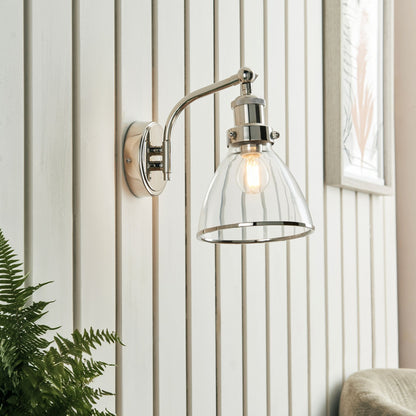 Brunswick Polished Nickel & Glass Wall Light