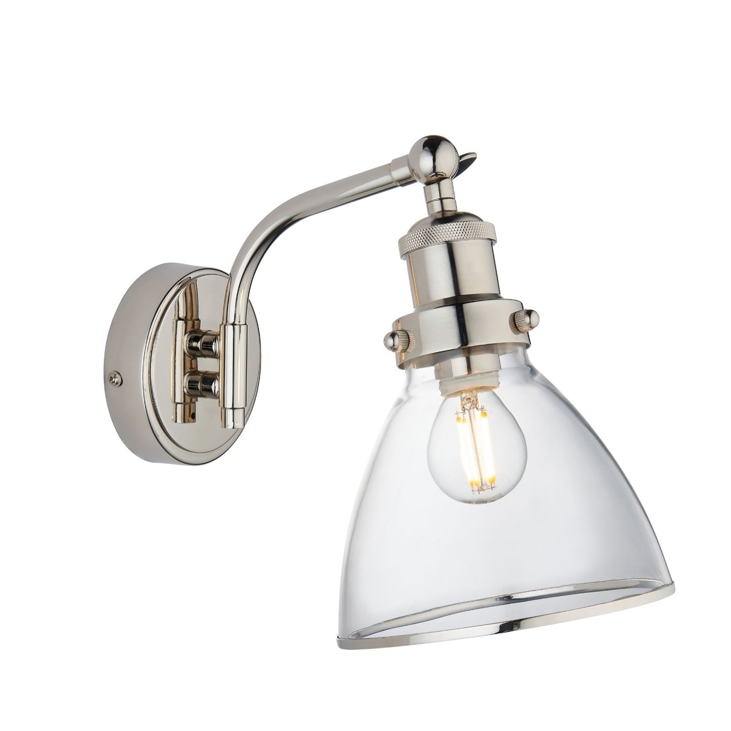 Brunswick Polished Nickel & Glass Wall Light