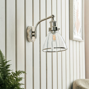 Brunswick Polished Nickel & Glass Wall Light