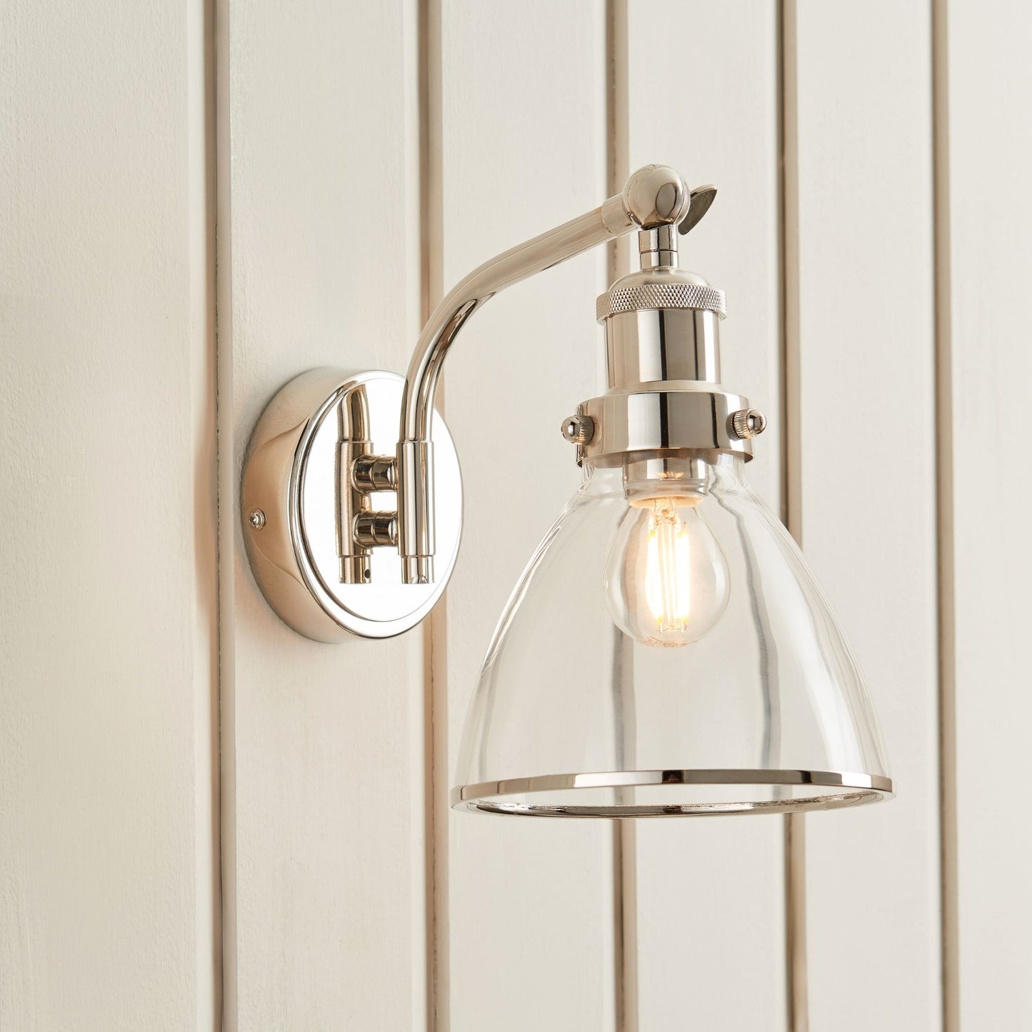 Brunswick Polished Nickel & Glass Wall Light