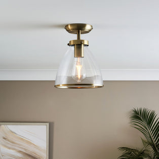 Brunswick Antique Brass & Glass Flush Ceiling Light