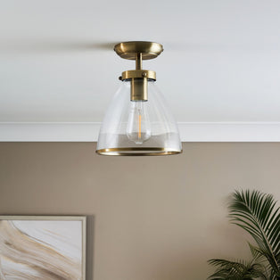 Brunswick Antique Brass & Glass Flush Ceiling Light