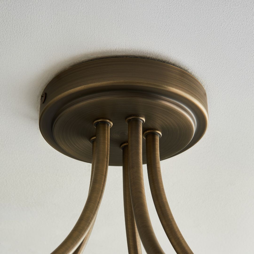 Hamilton 5 Light Antique Brass Semi Flush Ceiling Light