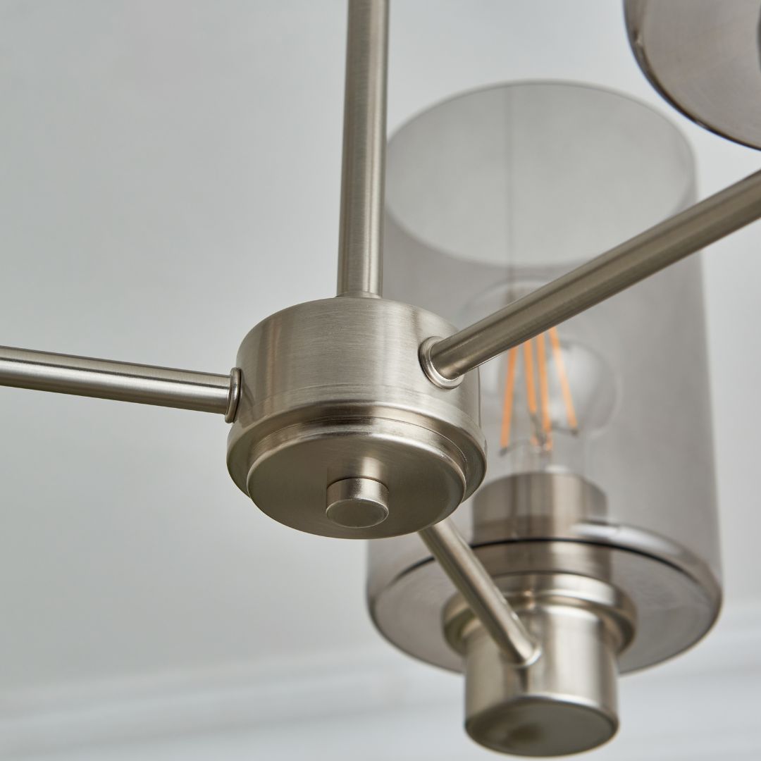 Kingsholm 3 Light Satin Nickel Semi Flush Ceiling Light