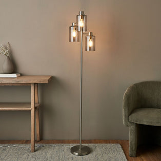 Kingsholm 3 Light Satin Nickel Floor Lamp