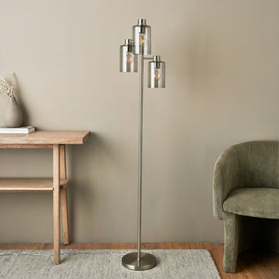 Kingsholm 3 Light Satin Nickel Floor Lamp