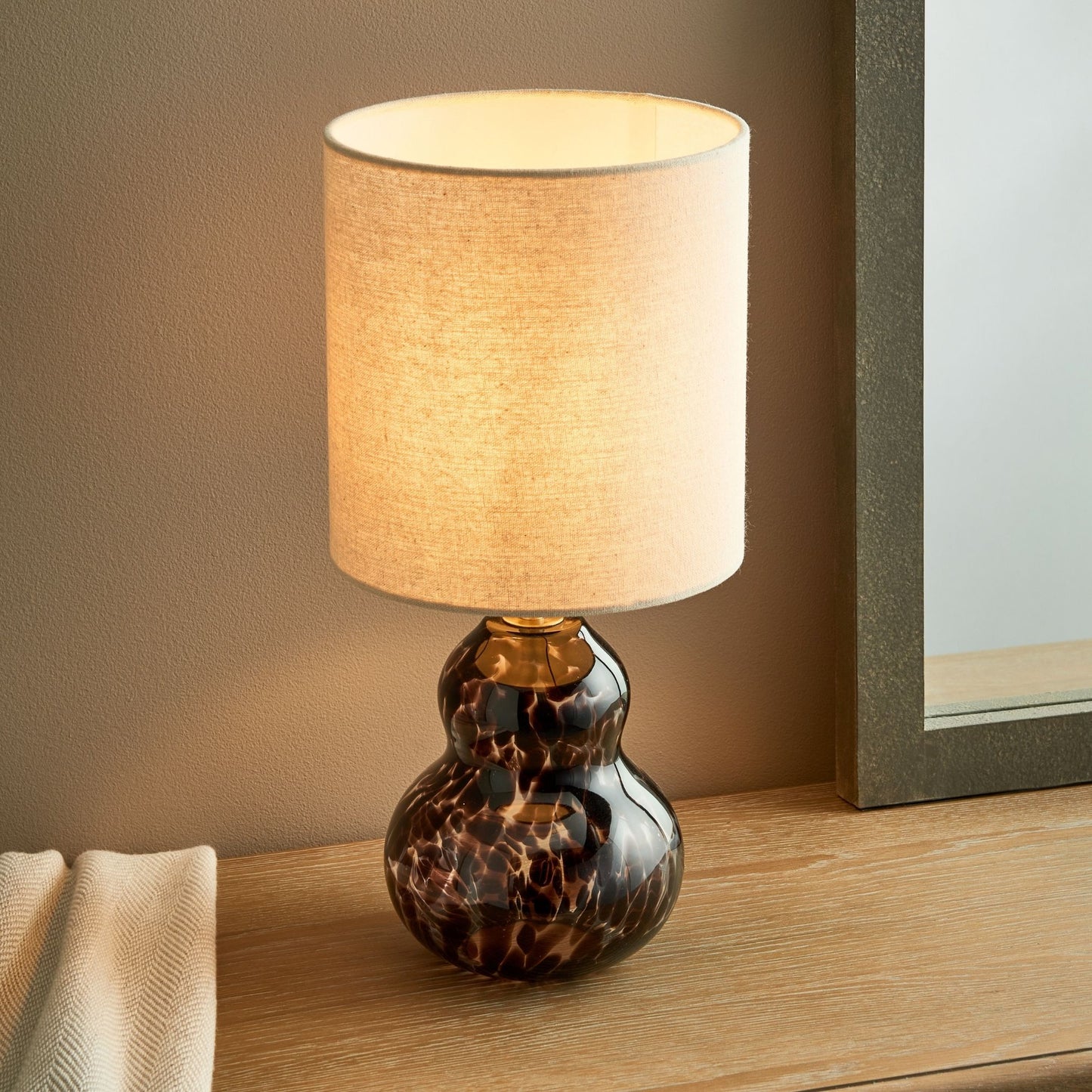 Maura Brown Tortoise Glass Table Lamp