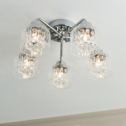 Yarrow 5 Light Polished Chrome Semi Flush Ceiling Light