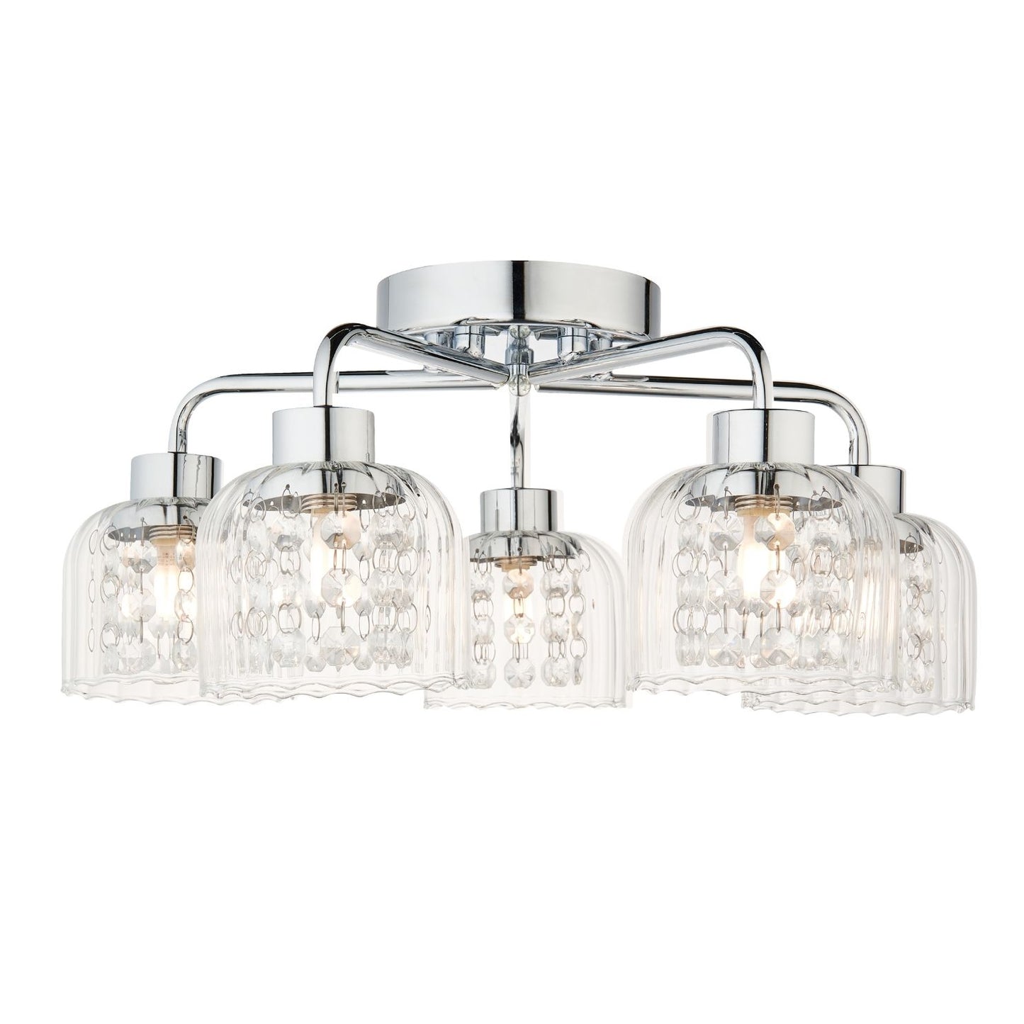 Yarrow 5 Light Polished Chrome Semi Flush Ceiling Light