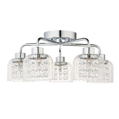 Yarrow 5 Light Polished Chrome Semi Flush Ceiling Light