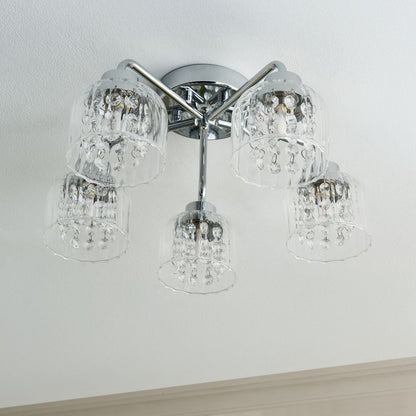 Yarrow 5 Light Polished Chrome Semi Flush Ceiling Light