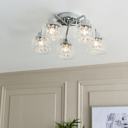 Yarrow 5 Light Polished Chrome Semi Flush Ceiling Light