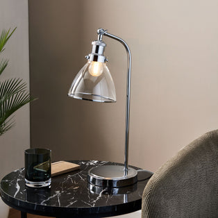 Brunswick Polished Nickel & Glass Desk Table Lamp