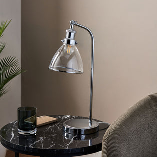 Brunswick Polished Nickel & Glass Desk Table Lamp