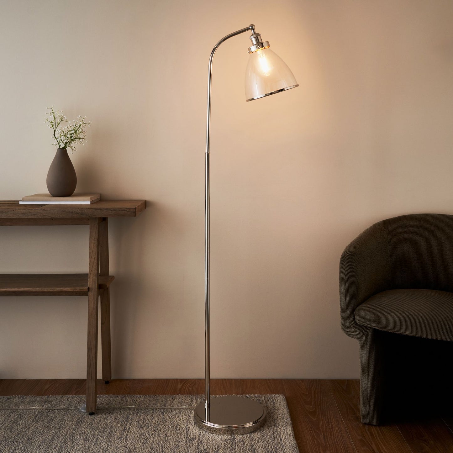 Brunswick Polished Nickel & Glass Task Floor Lamp