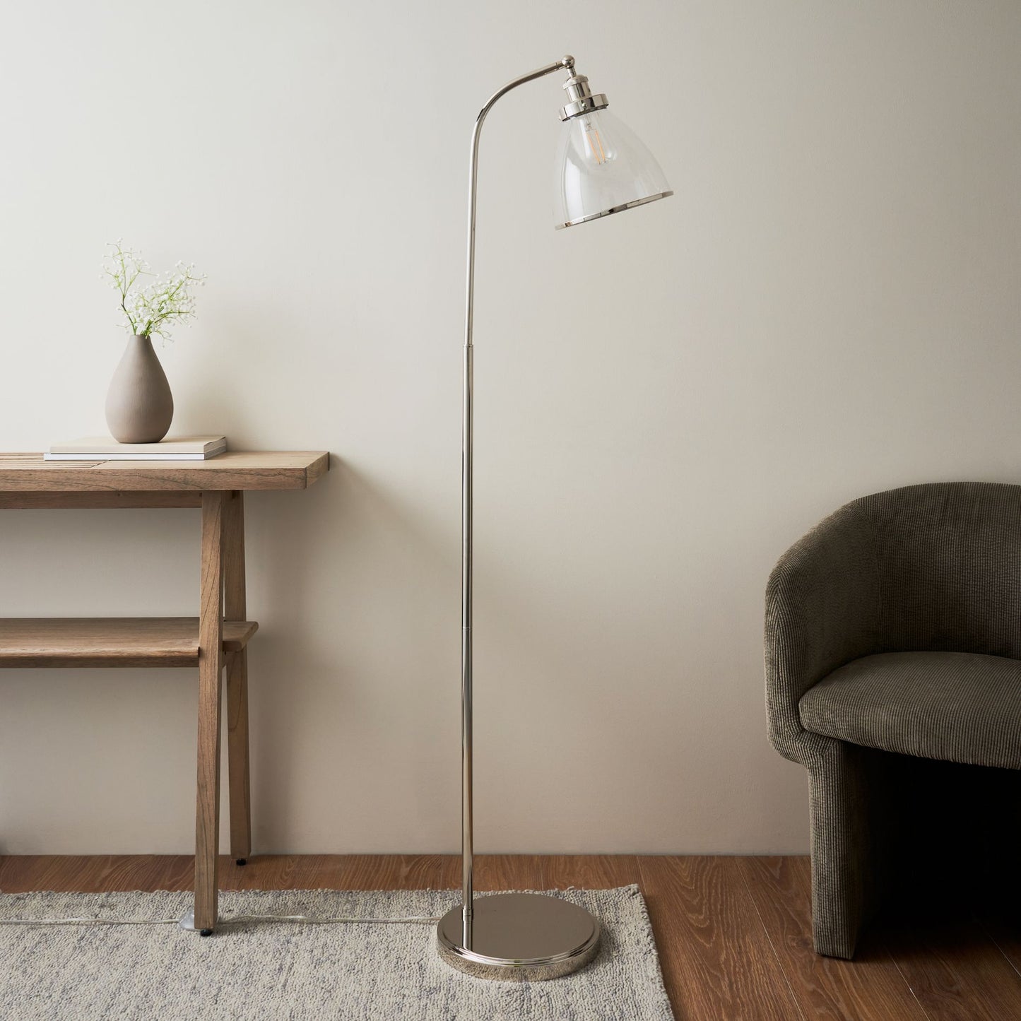 Brunswick Polished Nickel & Glass Task Floor Lamp