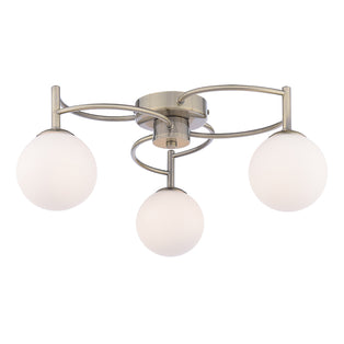 Rosa 3-Light Antique Brass Semi-Flush Ceiling Light