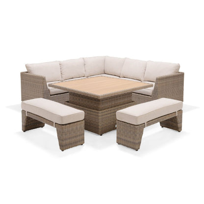 Palma 6 Seater Corner Outdoor Dining Set with Benches Light