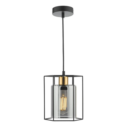 Sabrina 1 Light Black and Smoked Glass Pendant Ceiling Light