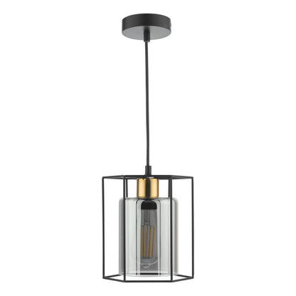 Sabrina 1 Light Black and Smoked Glass Pendant Ceiling Light