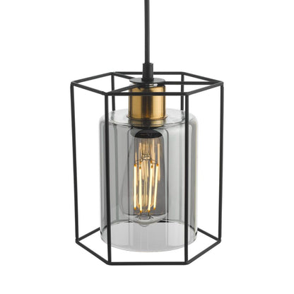 Sabrina 1 Light Black and Smoked Glass Pendant Ceiling Light