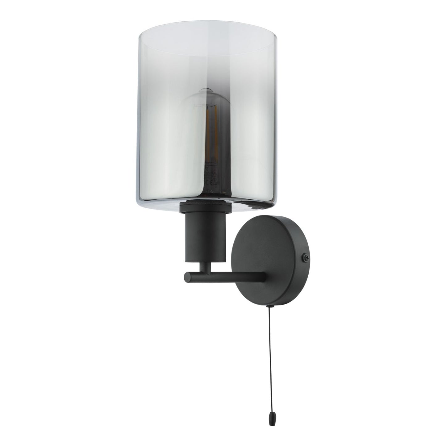 Savannah Matte Black & Smoked Glass Wall Light