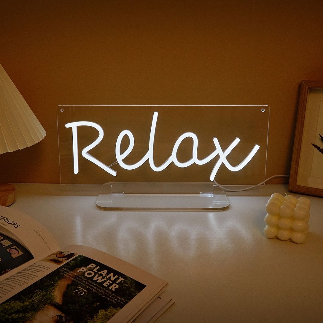 Relax White LED Neon Sign