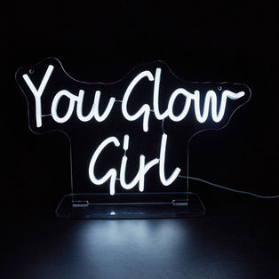 You Glow Girl White LED Neon Sign