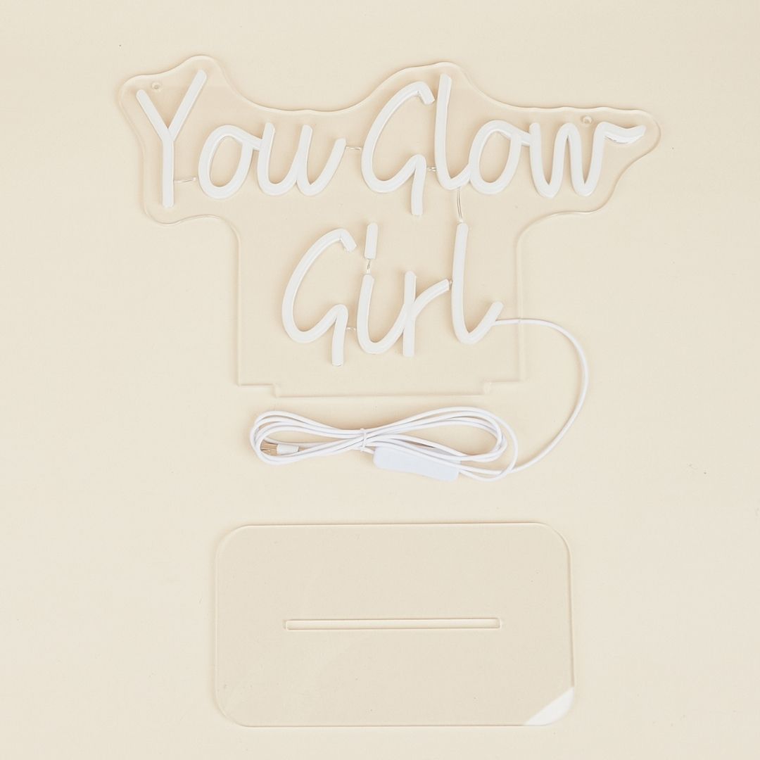 You Glow Girl White LED Neon Sign