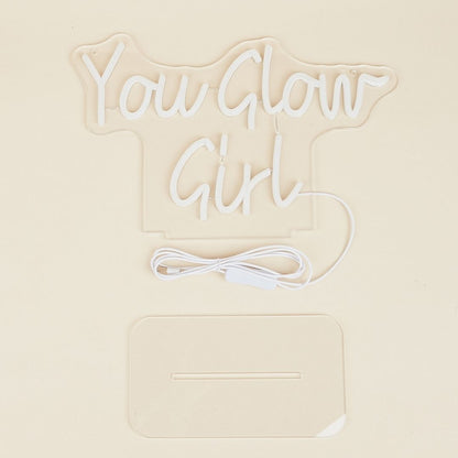 You Glow Girl White LED Neon Sign