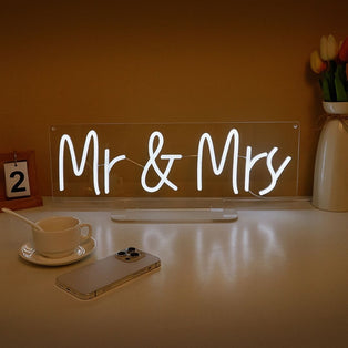 Mr & Mrs White LED Neon Sign