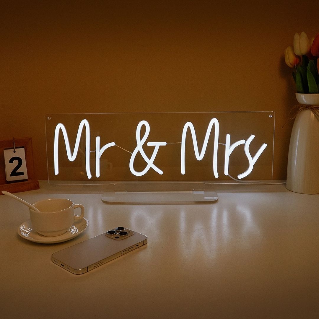 Mr & Mrs White LED Neon Sign