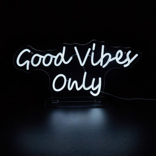 Good Vibes Only White LED Neon Sign