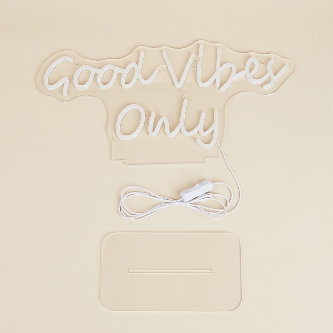 Good Vibes Only White LED Neon Sign