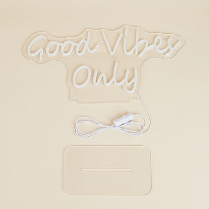 Good Vibes Only White LED Neon Sign