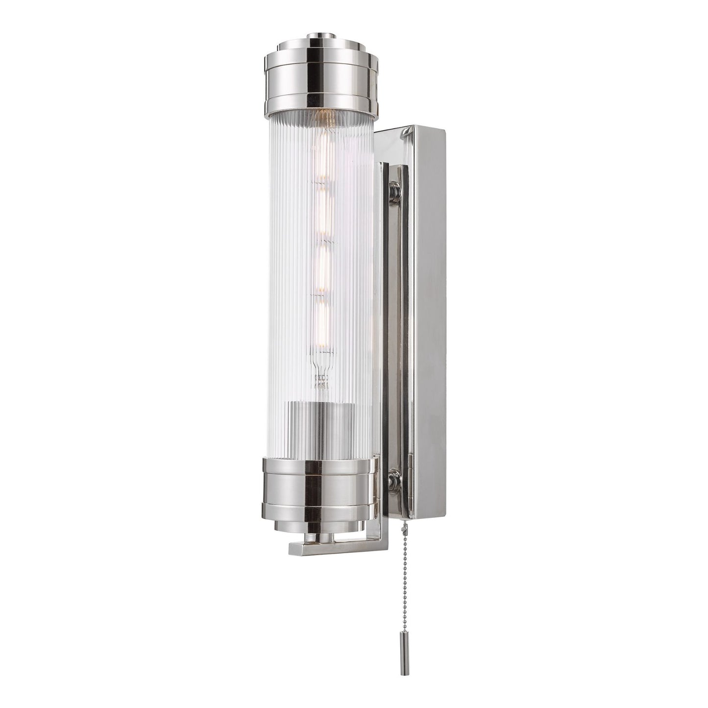 Tommaso Polished Nickel & Glass IP44 Wall Light