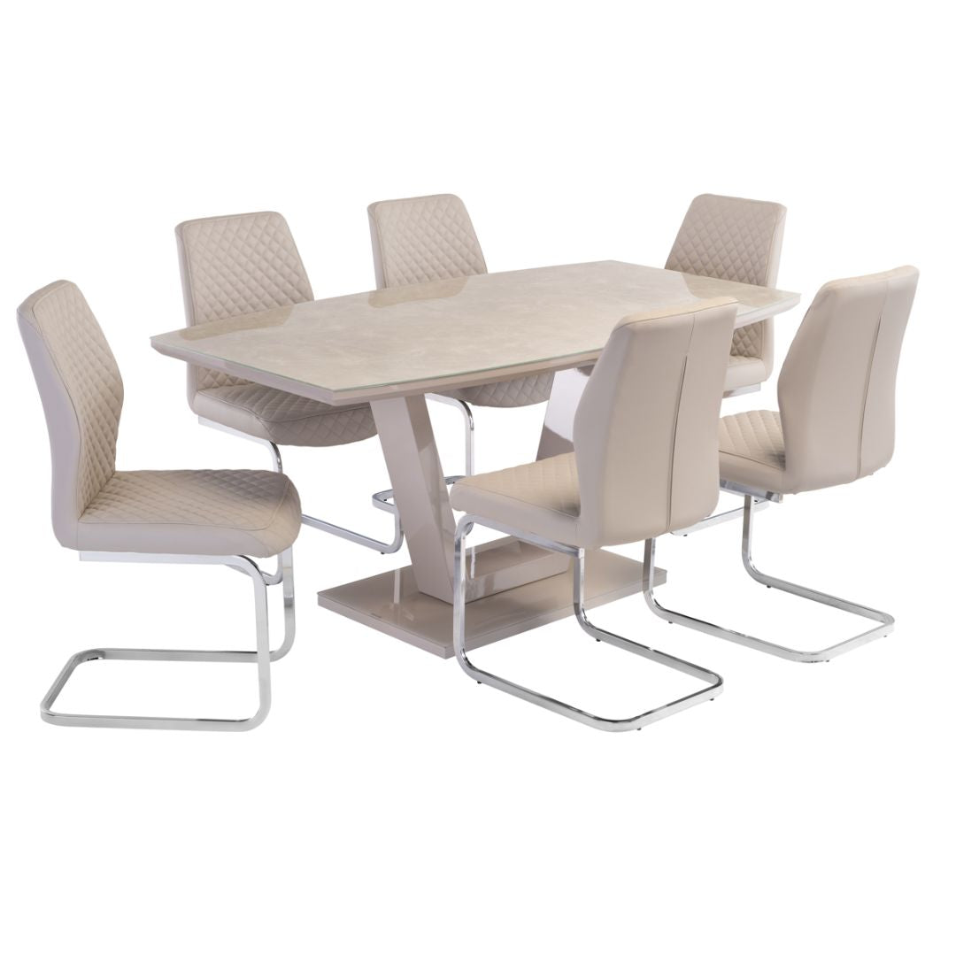 Venice 1.6m 6 Seater Latte Dining Set