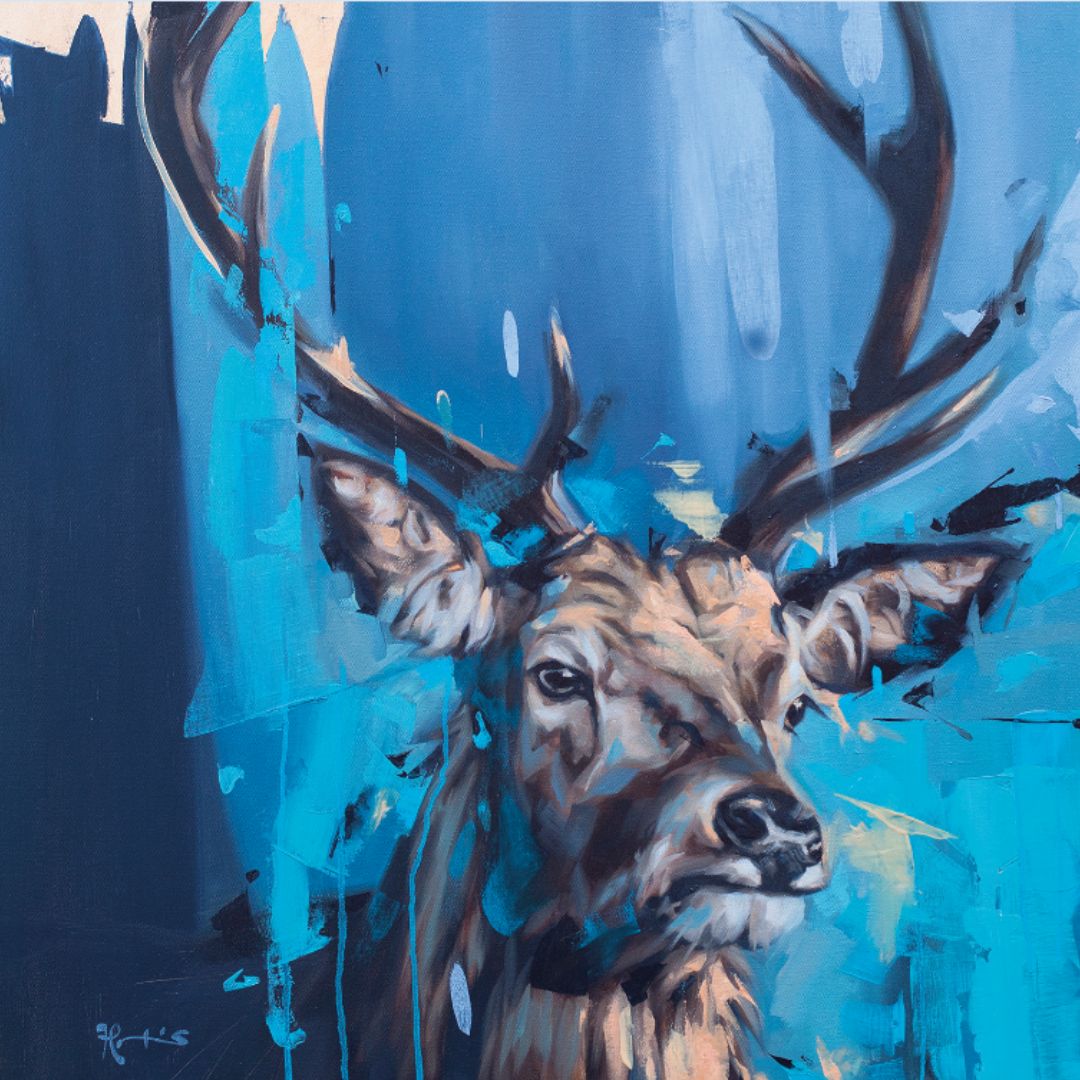 Curiosity Abstract Stag Canvas