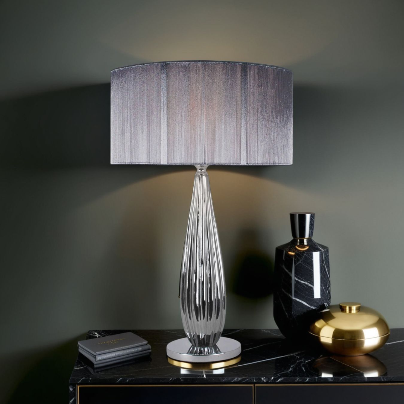 Slinky 55cm Silver Glass Table Lamp