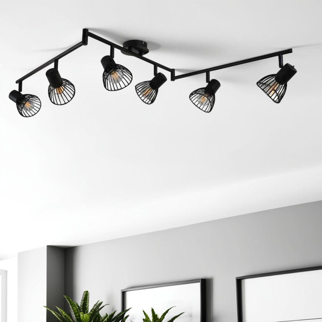 Narciso 6 Light Split Bar Black Ceiling Light