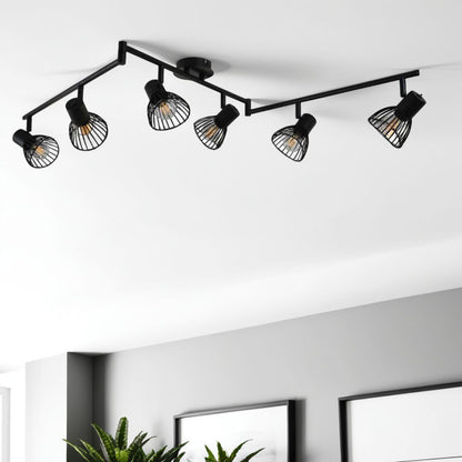 Narciso 6 Light Split Bar Black Ceiling Light