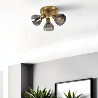 Fosco 3 Light Round Plate Spot Brushed Brass Ceiling Light