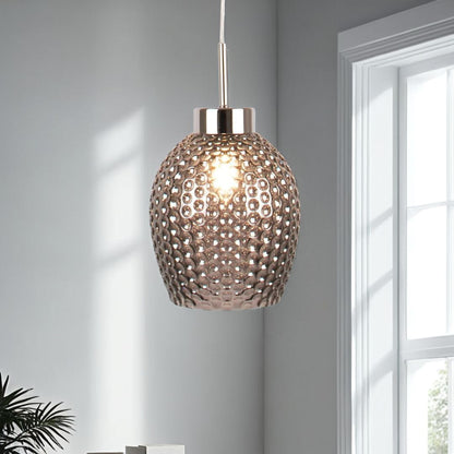 Raide 1 Light Textured Glass Pendant Ceiling Light